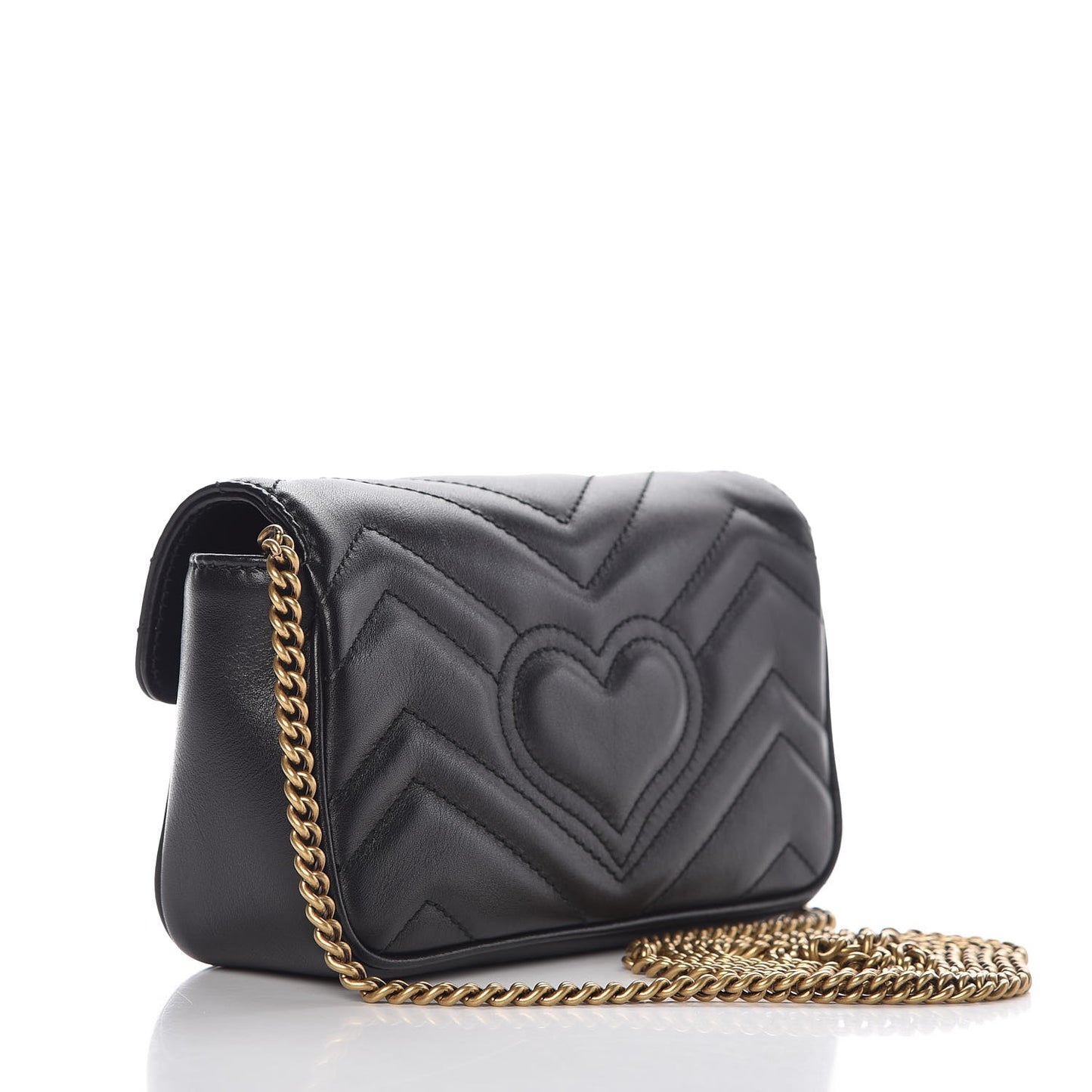 Calfskin Matelasse Super Mini GG Marmont Shoulder Bag Black