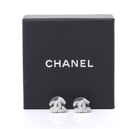 Chanel Crystal Timeless CC Earrings Silver 5 of 5
