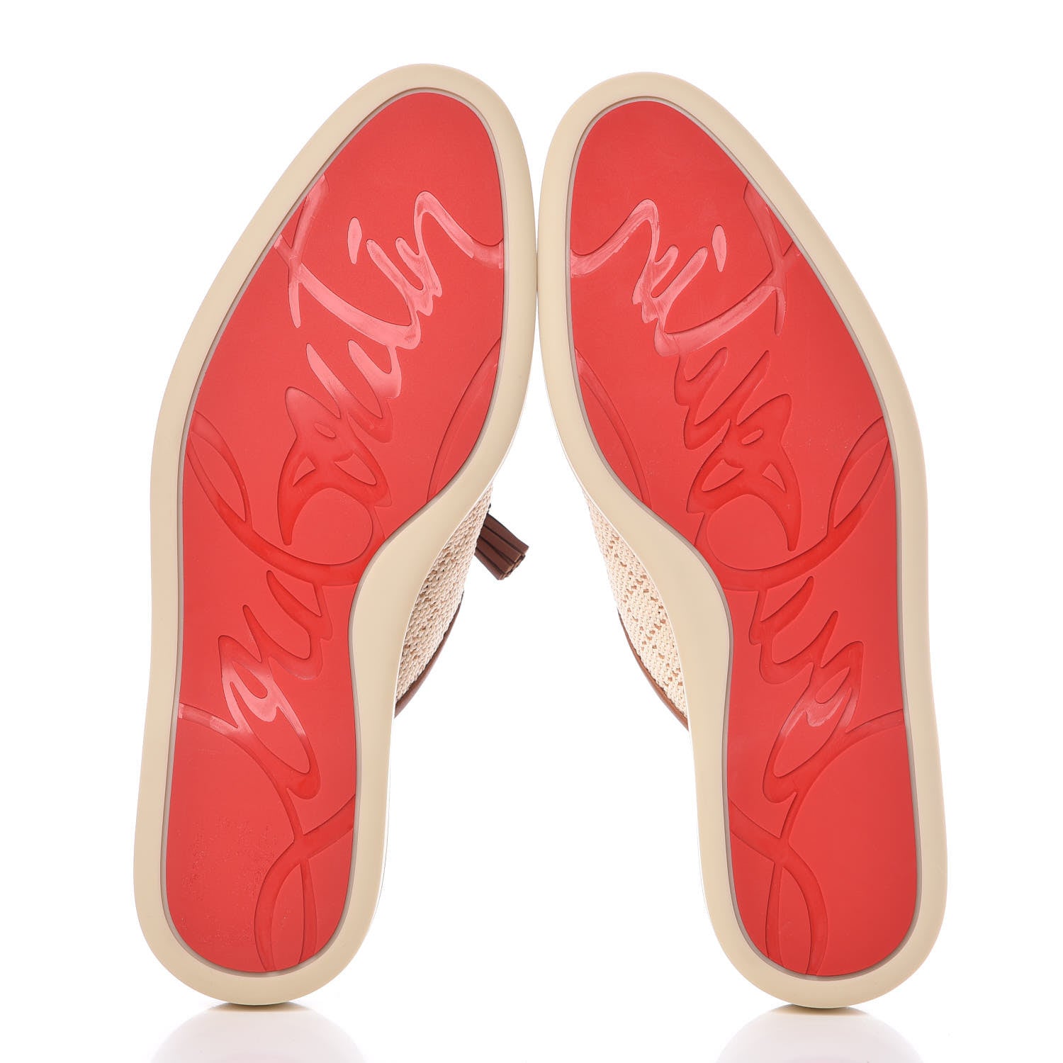 Christian Louboutin Calf Nappa Paille Matelasse Mens Youseffo Flat 40 Beige Cuoio 6 of 7