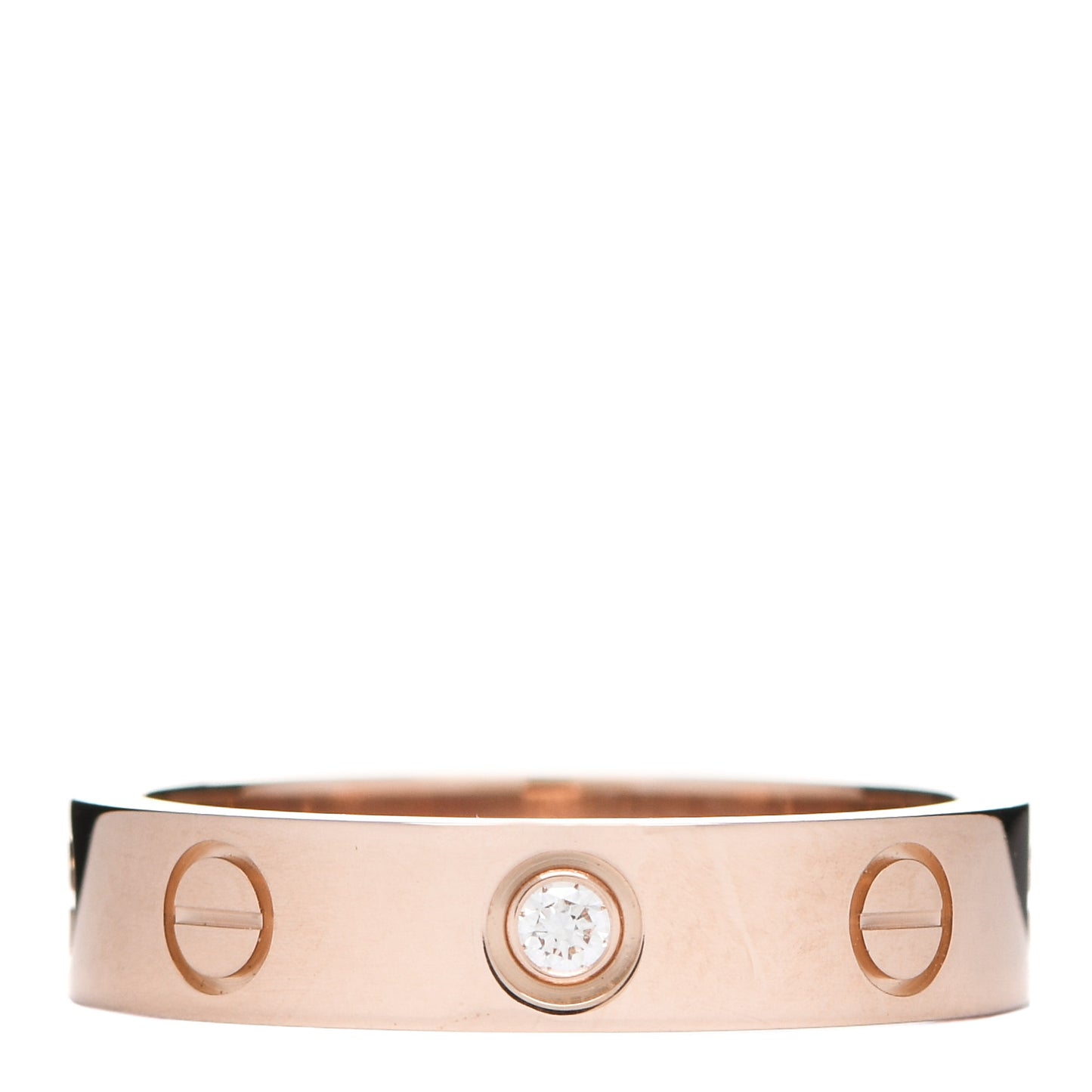 18K Pink Gold Diamond 4mm LOVE Wedding Band Ring 49 4.75