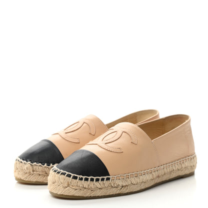 Chanel Lambskin CC Espadrilles 36 Beige Black 3 of 11