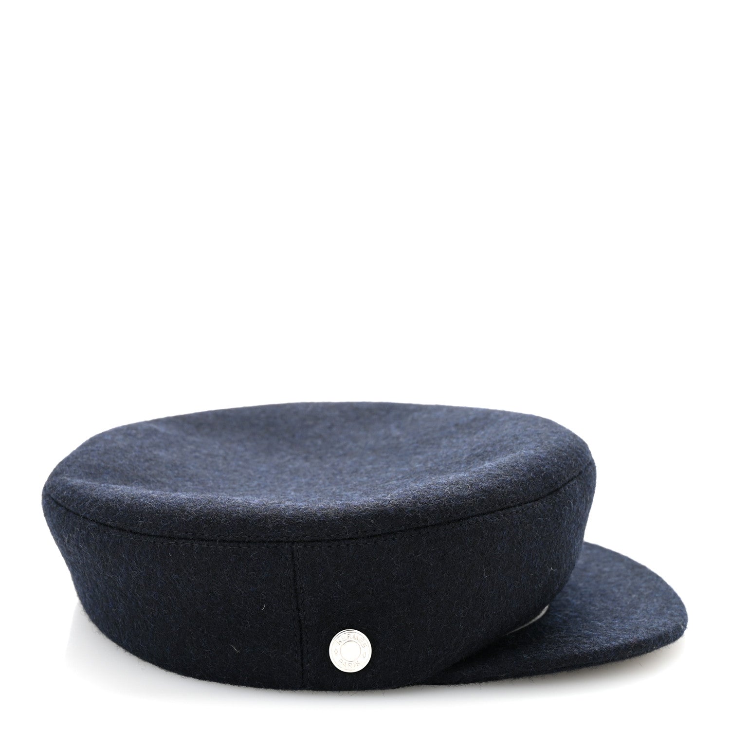 Hermes Wool Calfskin Dani Cap 57 Marine Black 5 of 11