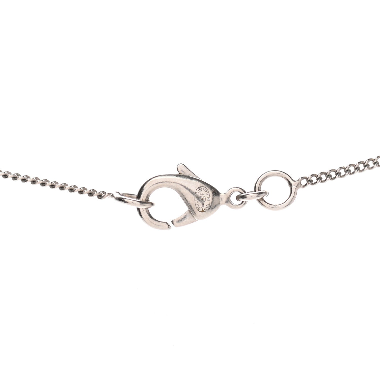 Chanel Baguette Crystal CC Necklace Silver 4 of 4