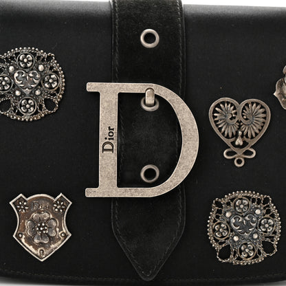 Christian Dior Satin Suede Charms Bag Black 7 of 9