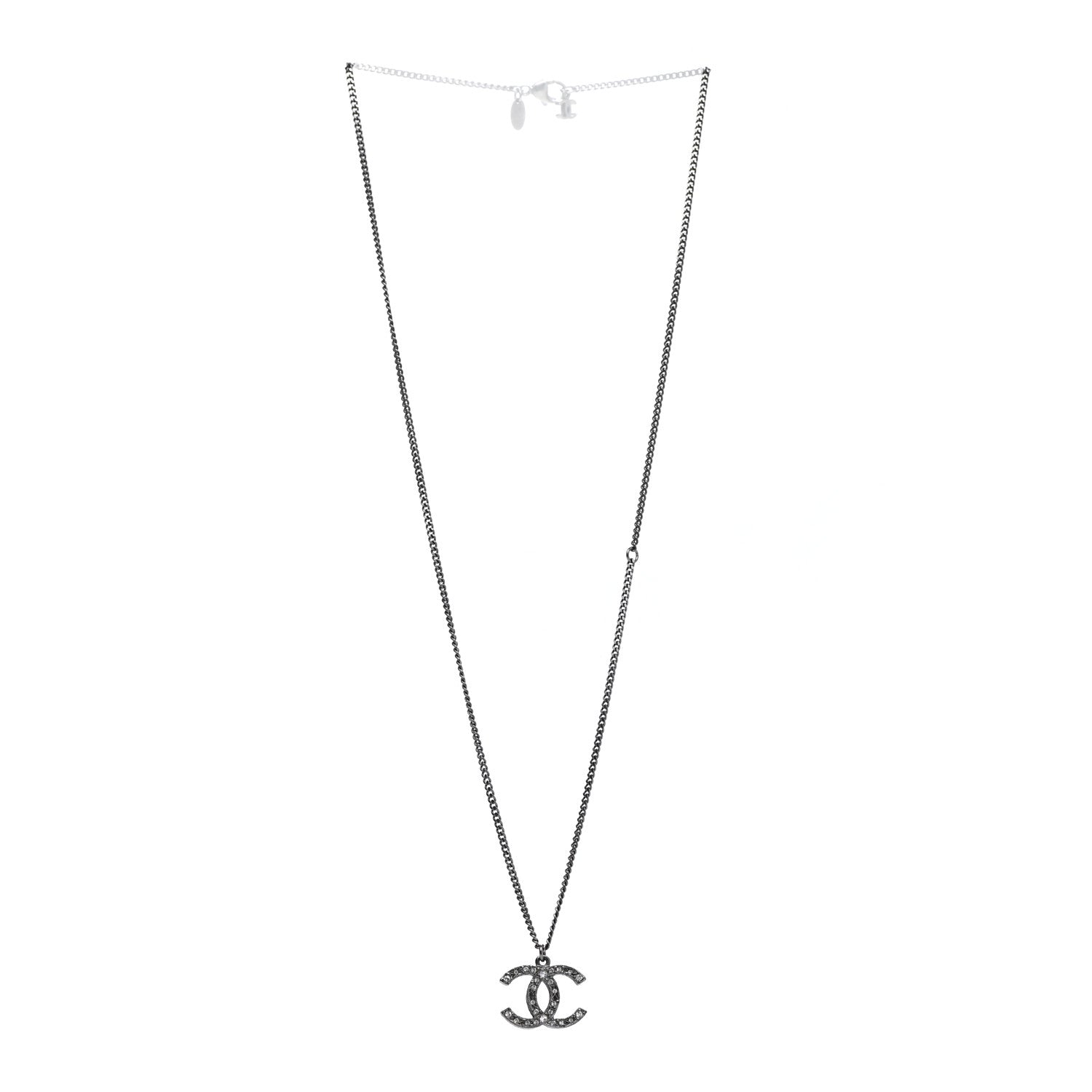 Chanel Crystal Timeless CC Necklace Ruthenium 3 of 6