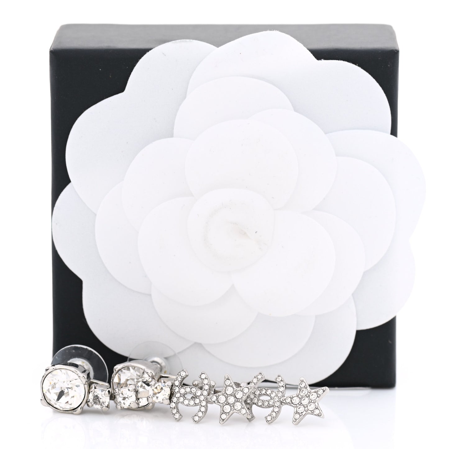 Crystal Starfall Drop CC Earrings Silver