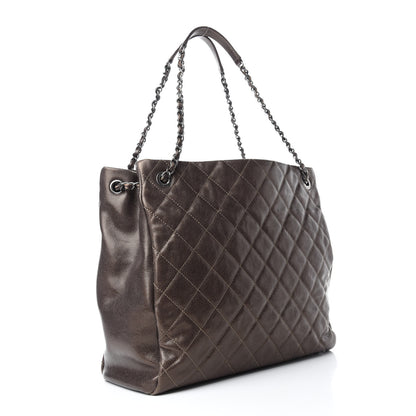 Chanel Iridescent Caviar Quilted Tall Chic Shopping Tote Dark Gold 3 of 14