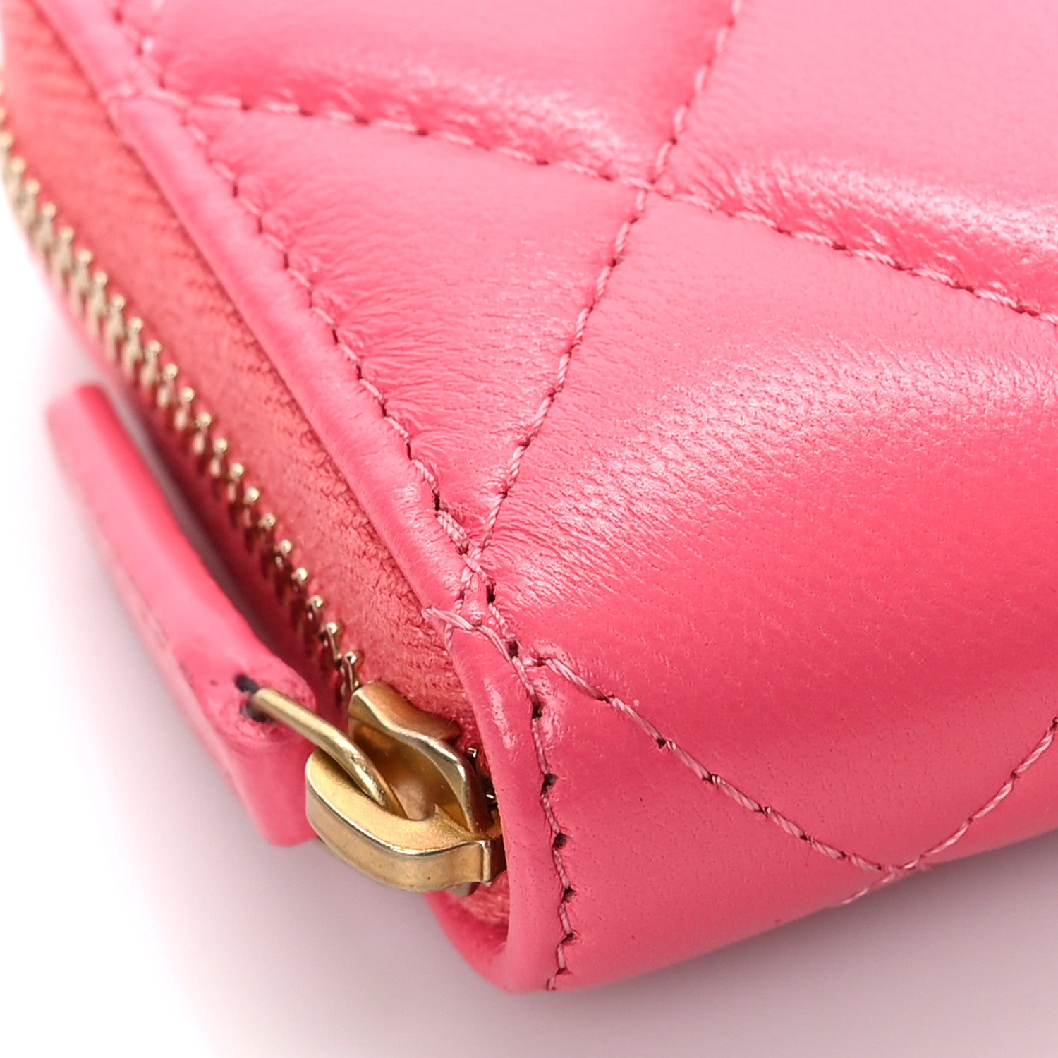 Chanel Lambskin Plexiglass Quilted Coco Love Zip Coin Purse Pink 8 of 10