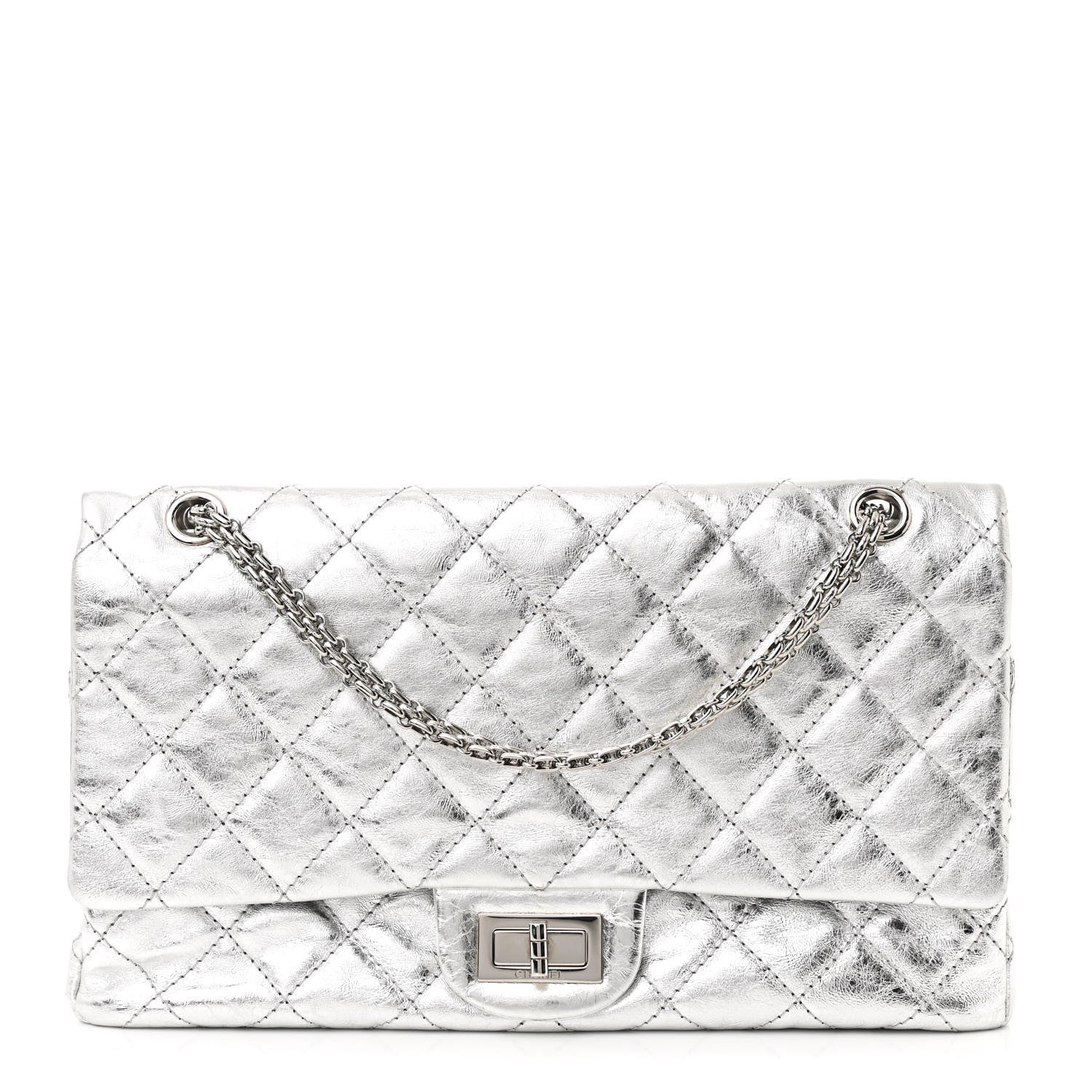 Chanel Metallic Aged Calfskin Quilted 2.55 Reissue 227 Flap Silver 1 of 10