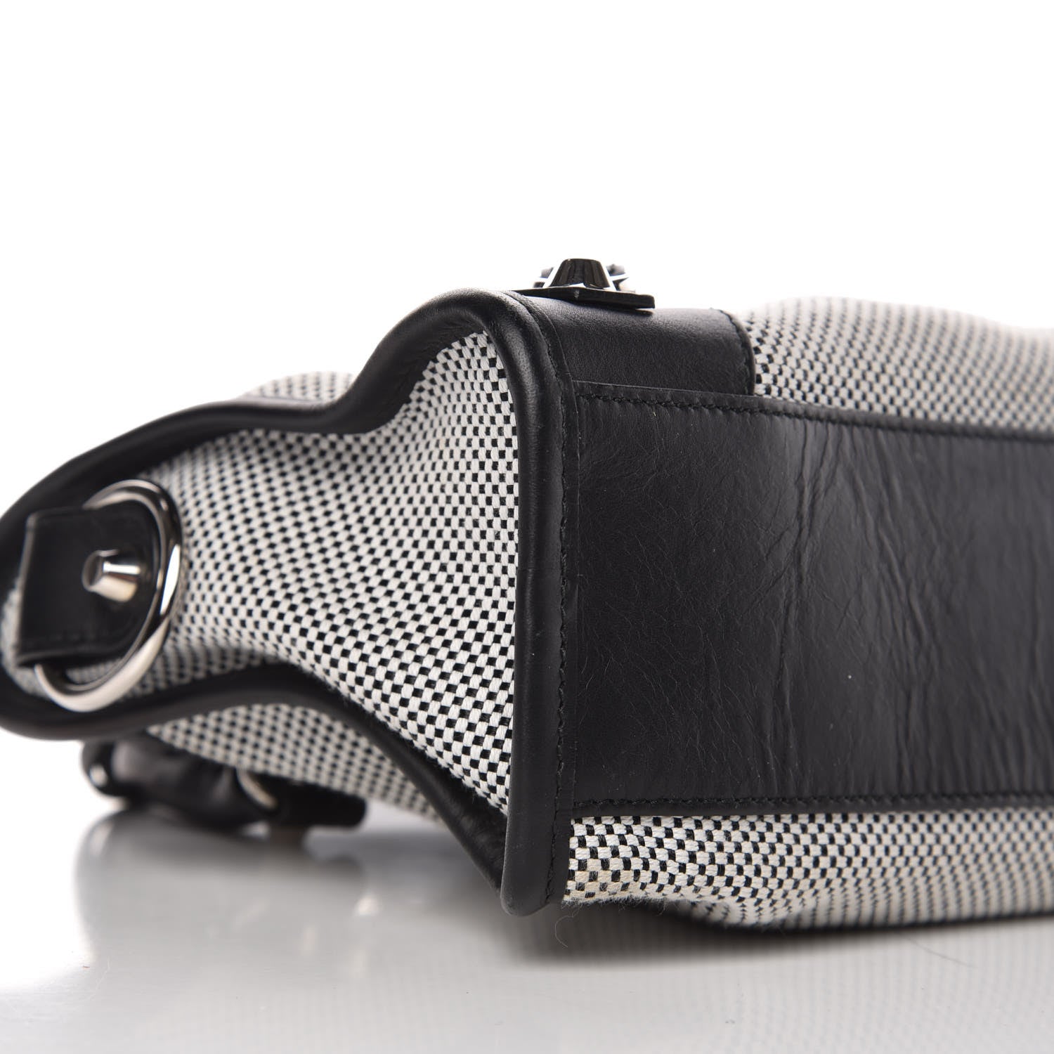 Balenciaga Calfskin Twill Classic Silver Hardware Mini City Black White 8 of 12