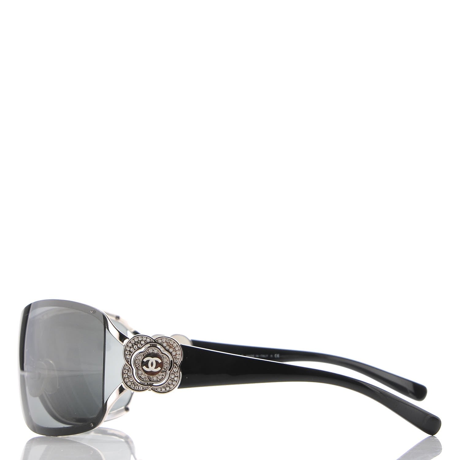 Chanel Swarovski Crystal Camellia CC Sunglasses 4164-B Black 3 of 7