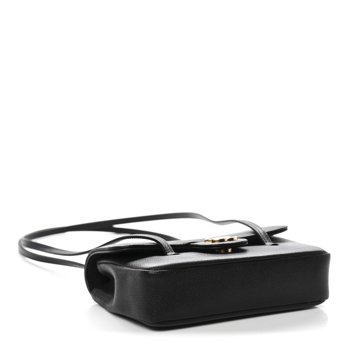 Shiny Caviar Mini Preppy Coco Shoulder Bag Black