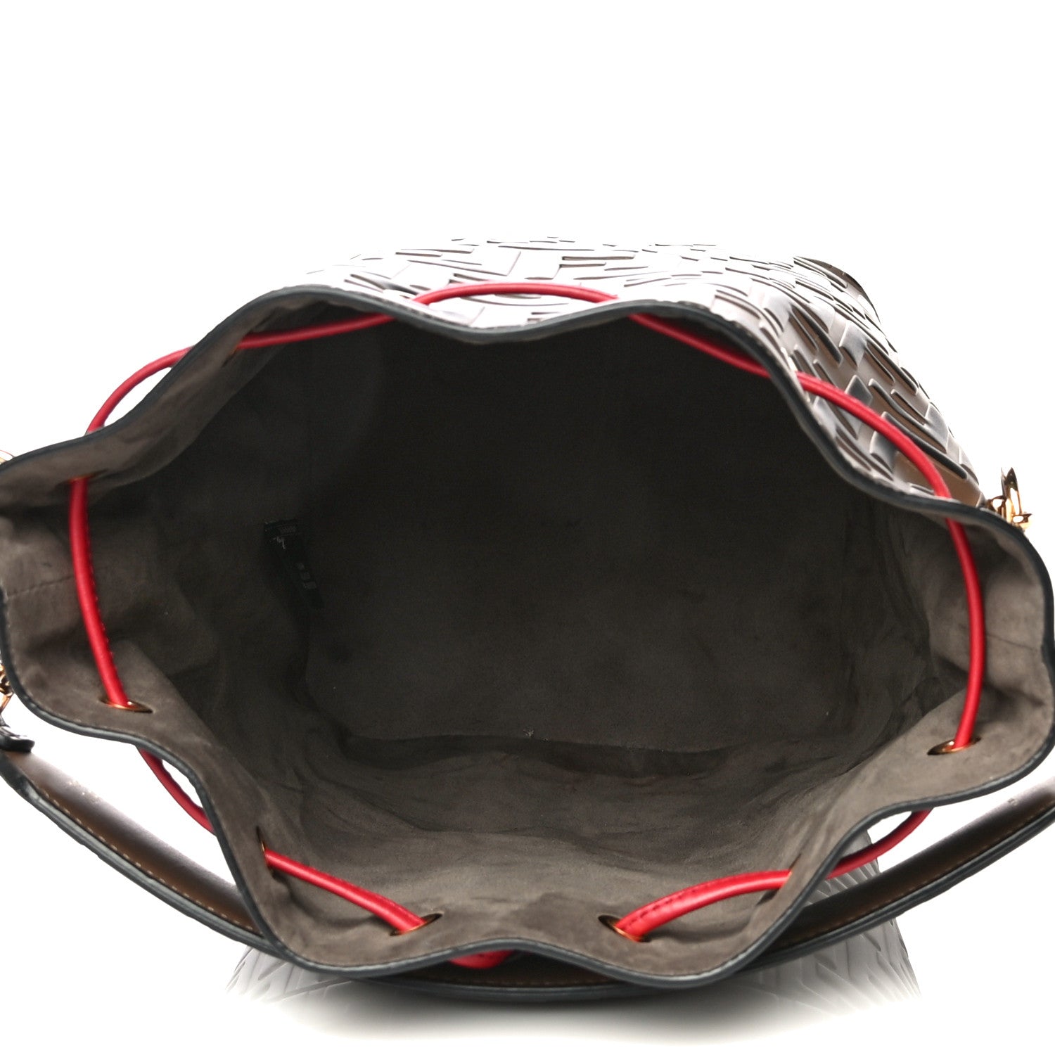 Fendi Vitello Grace F is Fendi Bi-Color FF 1974 Embossed Grande Mon Tresor Bucket Bag Maya Black Fragola 5 of 12