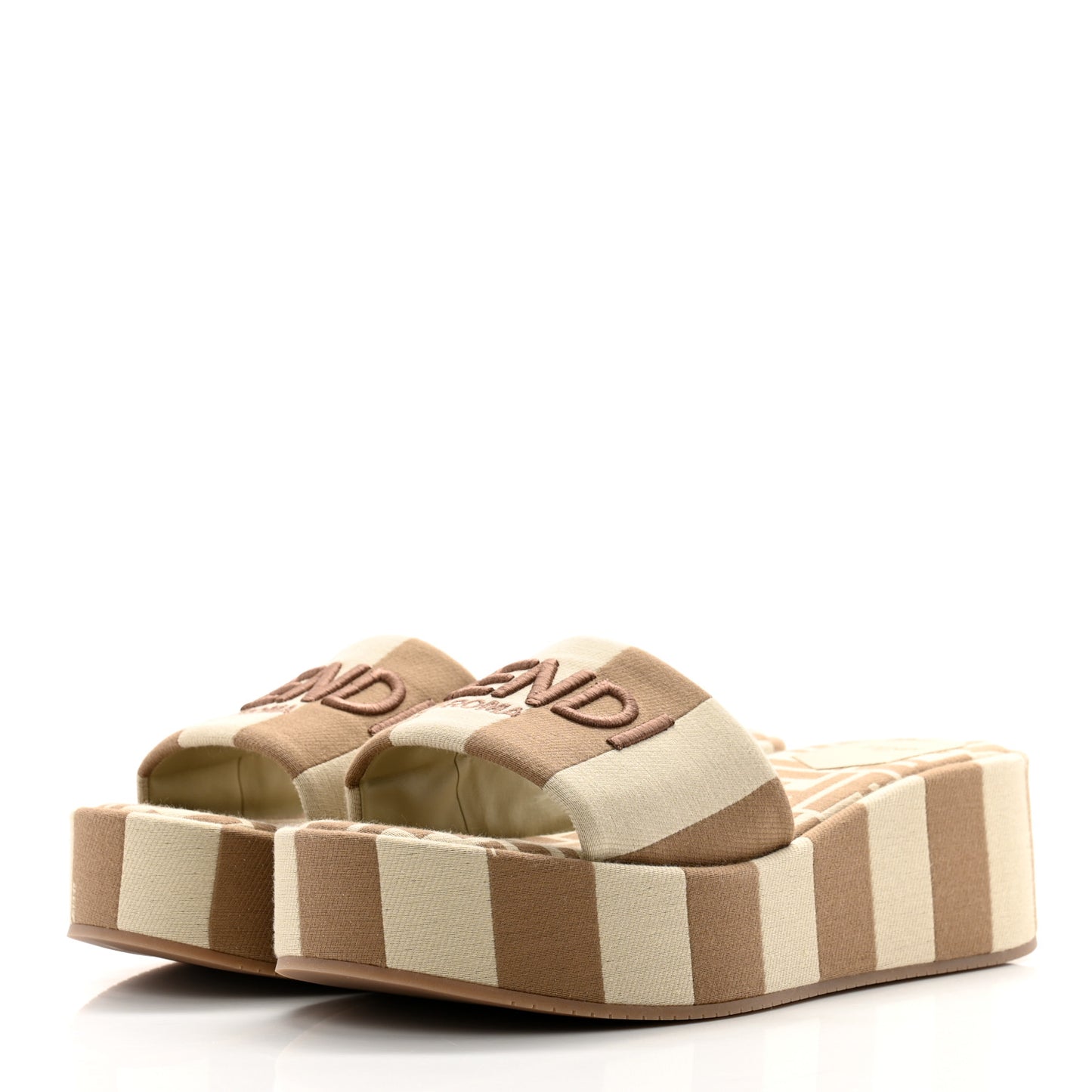 Jacquard Womens FF Sunshine Flatform Slide Sandals 40 Beige Sand
