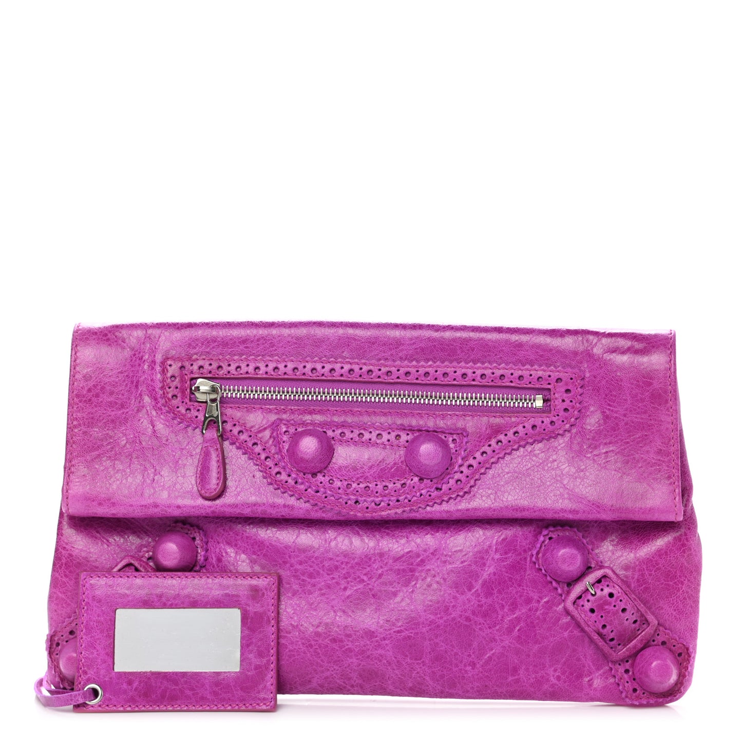 Agneau Giant Brogues Hardware Envelope Clutch Magenta