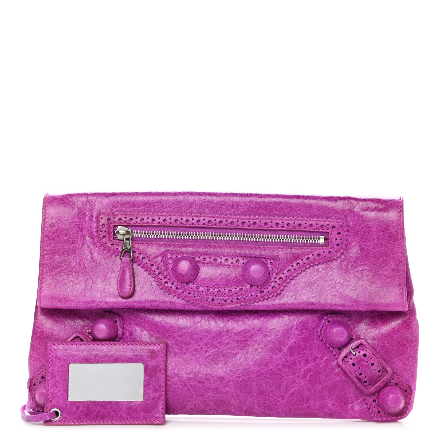 Balenciaga Agneau Giant Brogues Hardware Envelope Clutch Magenta 1 of 14