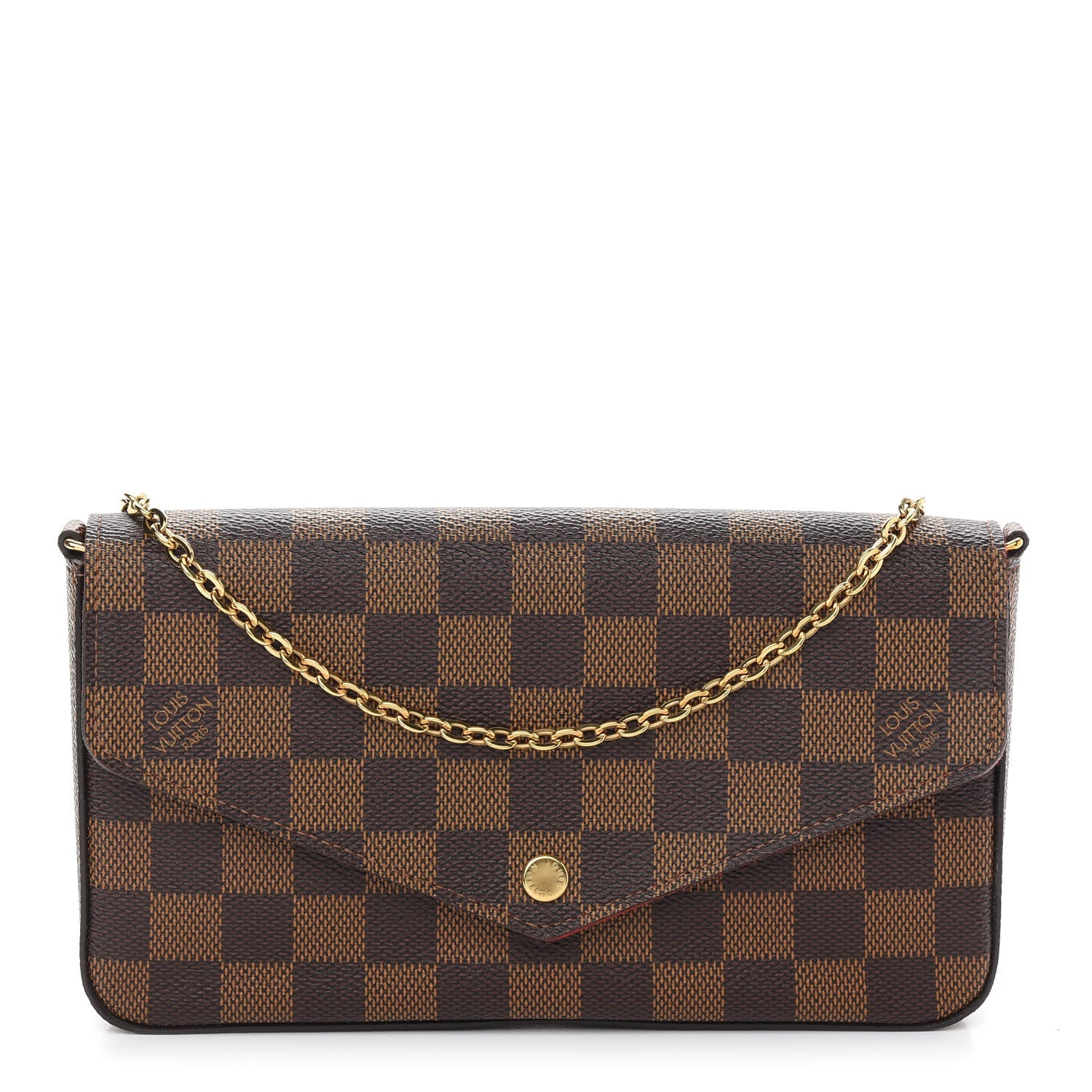 Louis Vuitton Damier Ebene Pochette Felicie Chain Wallet 1 of 14