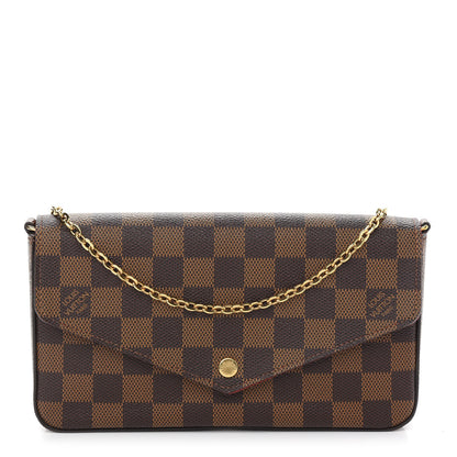 Louis Vuitton Damier Ebene Pochette Felicie Chain Wallet 1 of 14