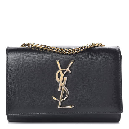 Saint Laurent Grain De Poudre Small Monogram Kate Satchel Black 1 of 18