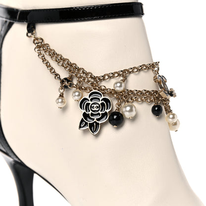 Chanel Lambskin Patent Calfskin Charms Ankle Boots 35.5 Ivory Black 9 of 14