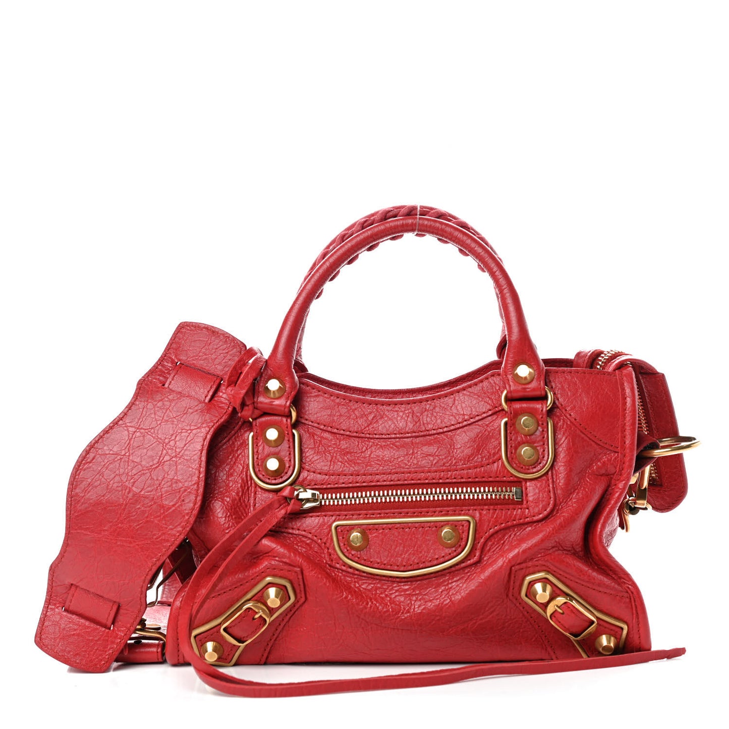 Agneau Gold Metallic Edge Hardware Mini City Rouge Rubis