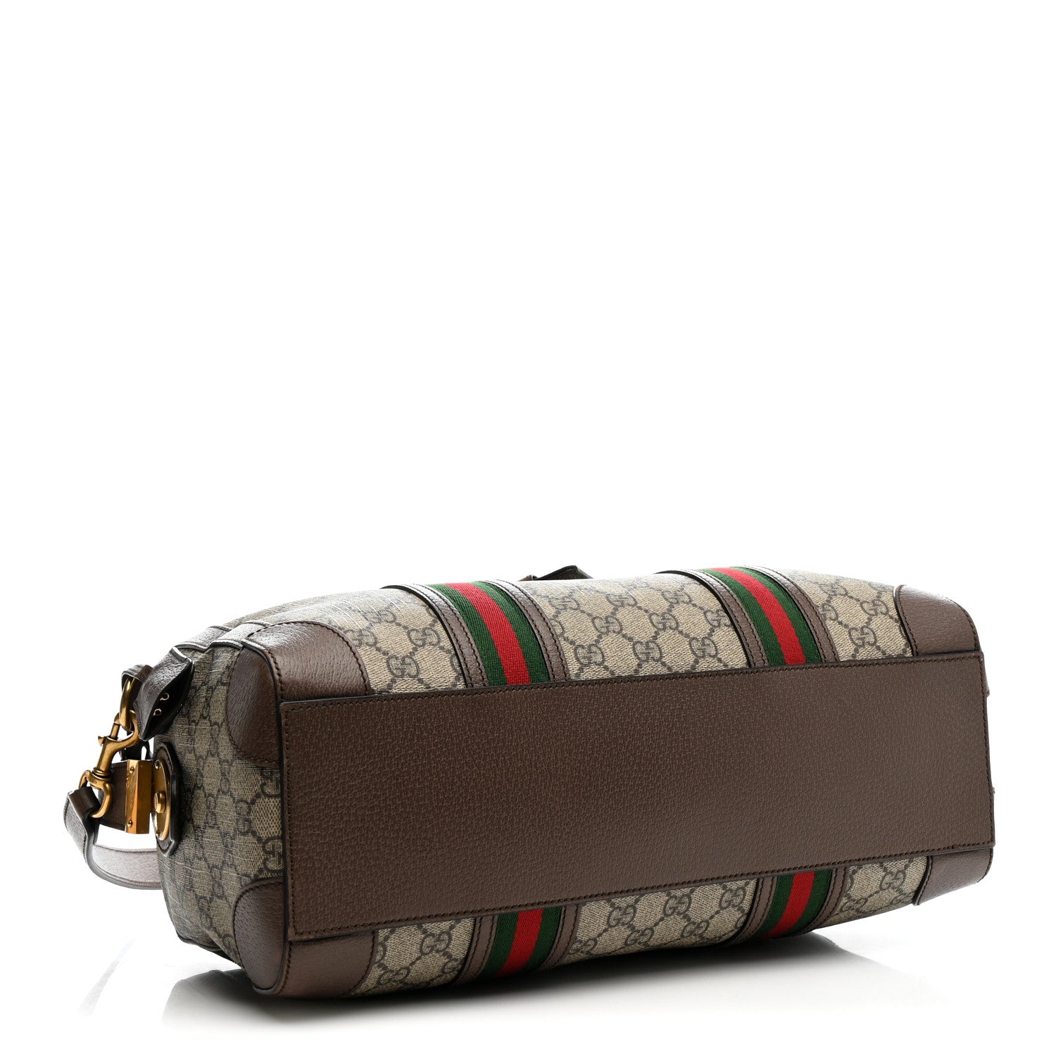 Gucci GG Supreme Monogram Textured Dollar Calfskin Web Small Duffle Bag Beige Ebony 4 of 15