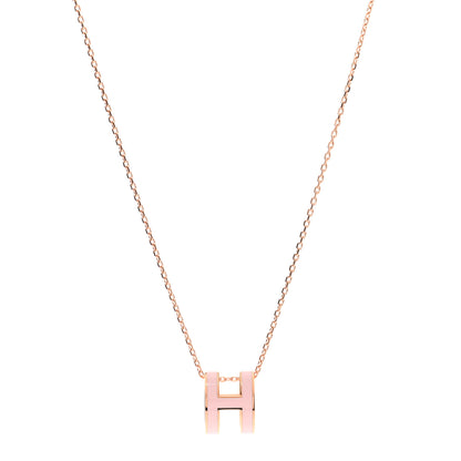 Hermes Lacquered Rose Gold Pop H Pendant Necklace Rose Dragee 1 of 8