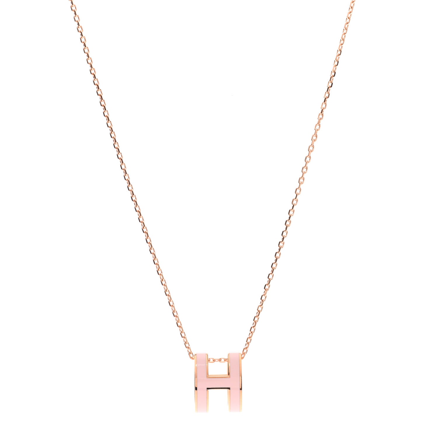Hermes Lacquered Rose Gold Pop H Pendant Necklace Rose Dragee 1 of 8