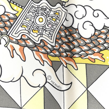 Hermes Silk L'Epopee D'Hermes Detail Scarf 70 Gris Jaune Rose 3 of 5