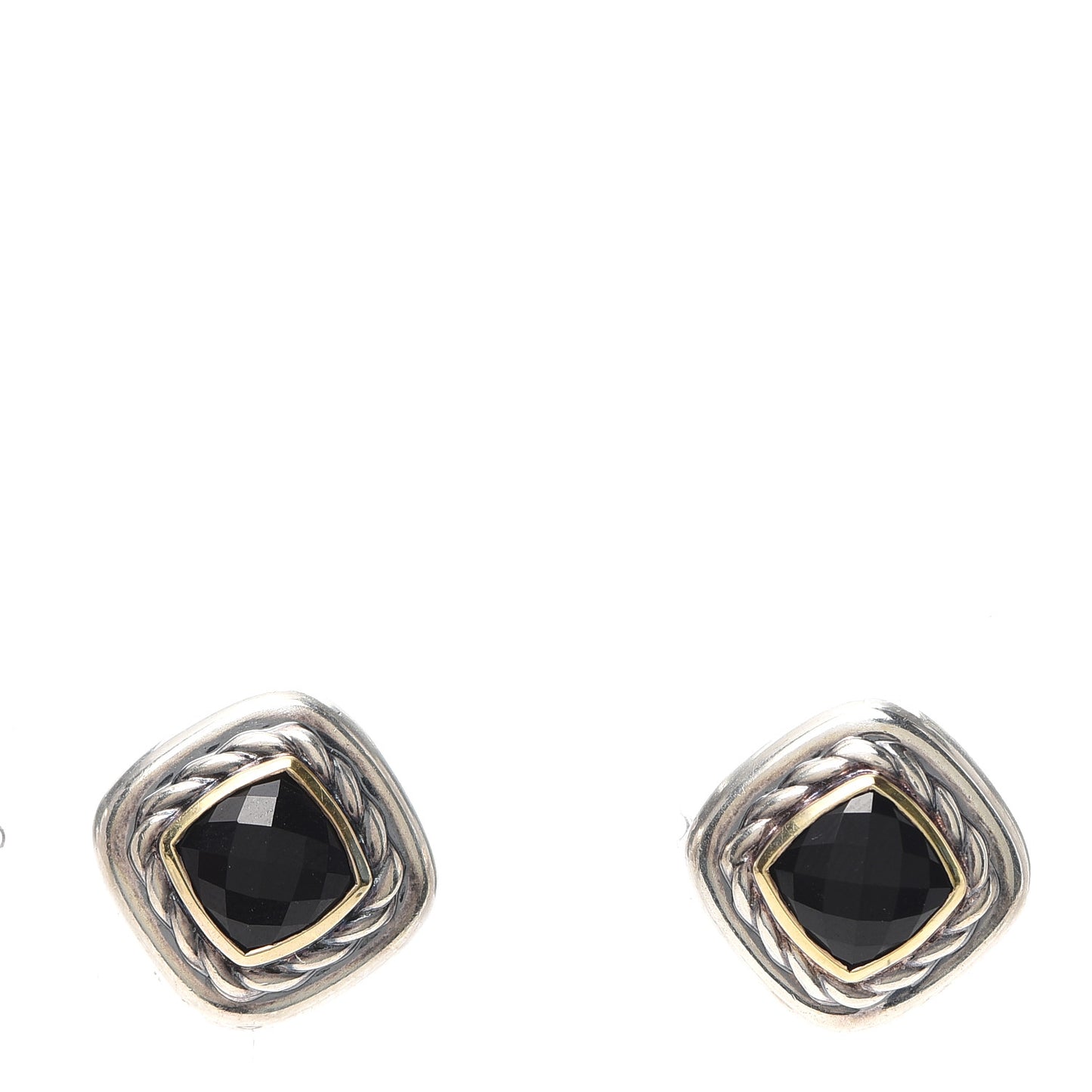 Sterling Silver 18K Yellow Gold Black Onyx 7mm Albion Earrings