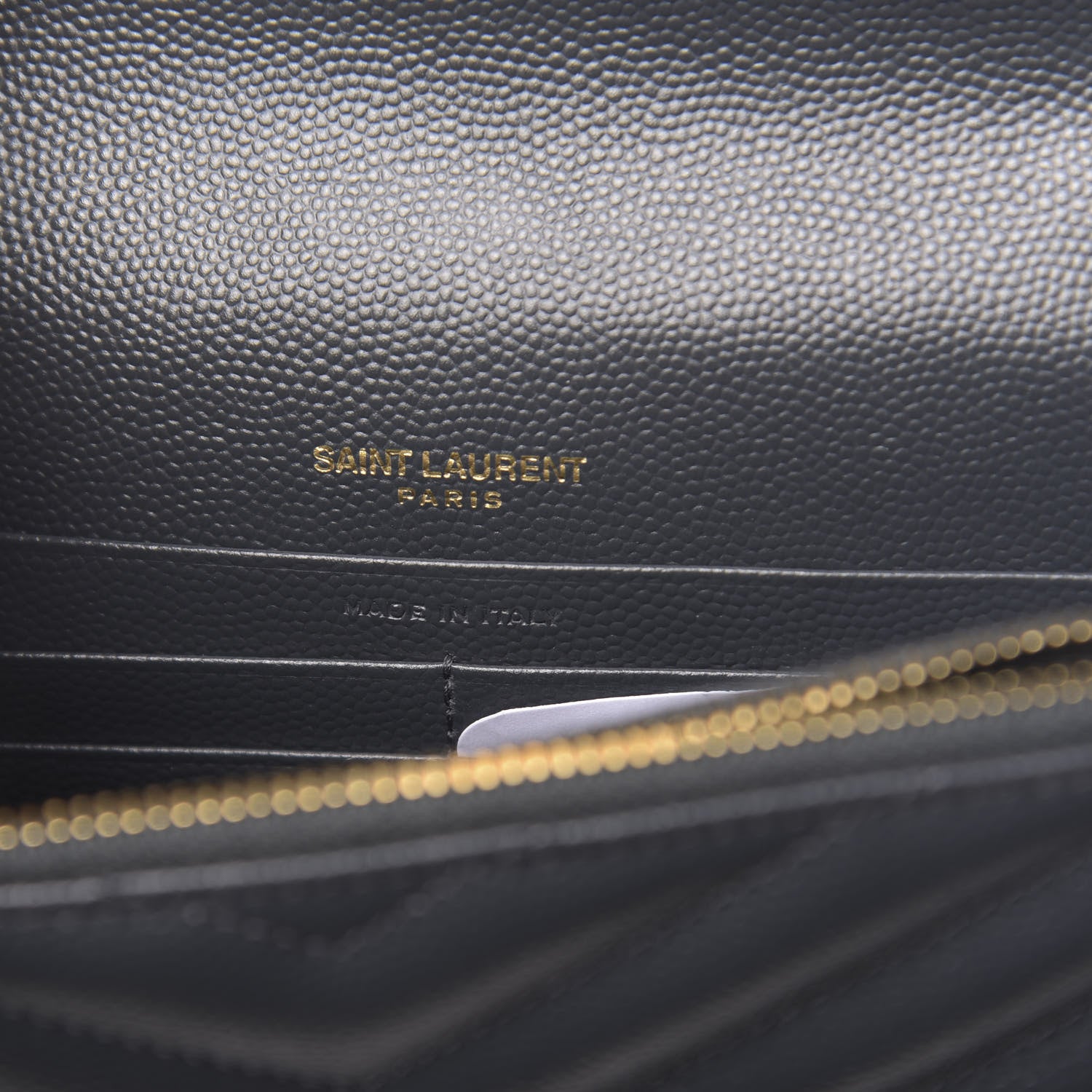 Saint Laurent Grain De Poudre Matelasse Chevron Monogram Envelope Chain Wallet Dark Smog 7 of 12