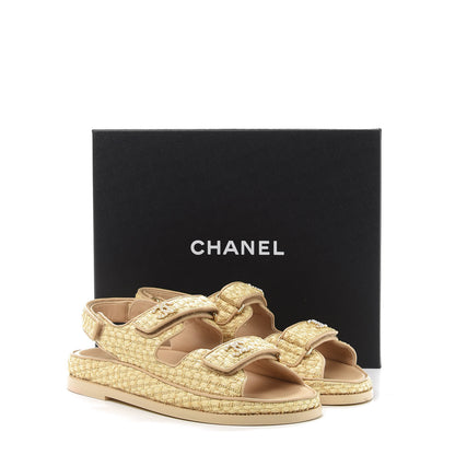 Chanel Braided Fabric Velcro Dad Sandals 40 Beige 9 of 9