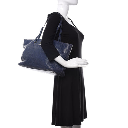 Chanel Glazed Calfskin Large On The Road Tote Dark Blue 2 of 12