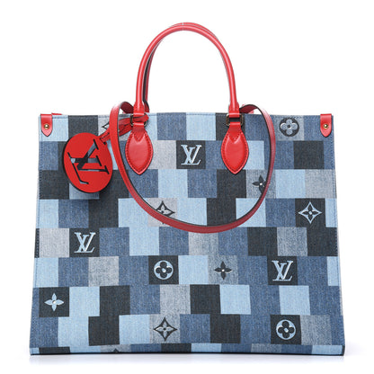 Louis Vuitton Denim Damier Monogram Onthego Blue Rouge 1 of 9