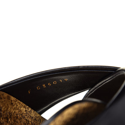 Chanel Lambskin CC Cross Strap Mule Sandals 36 Black Gold 8 of 10