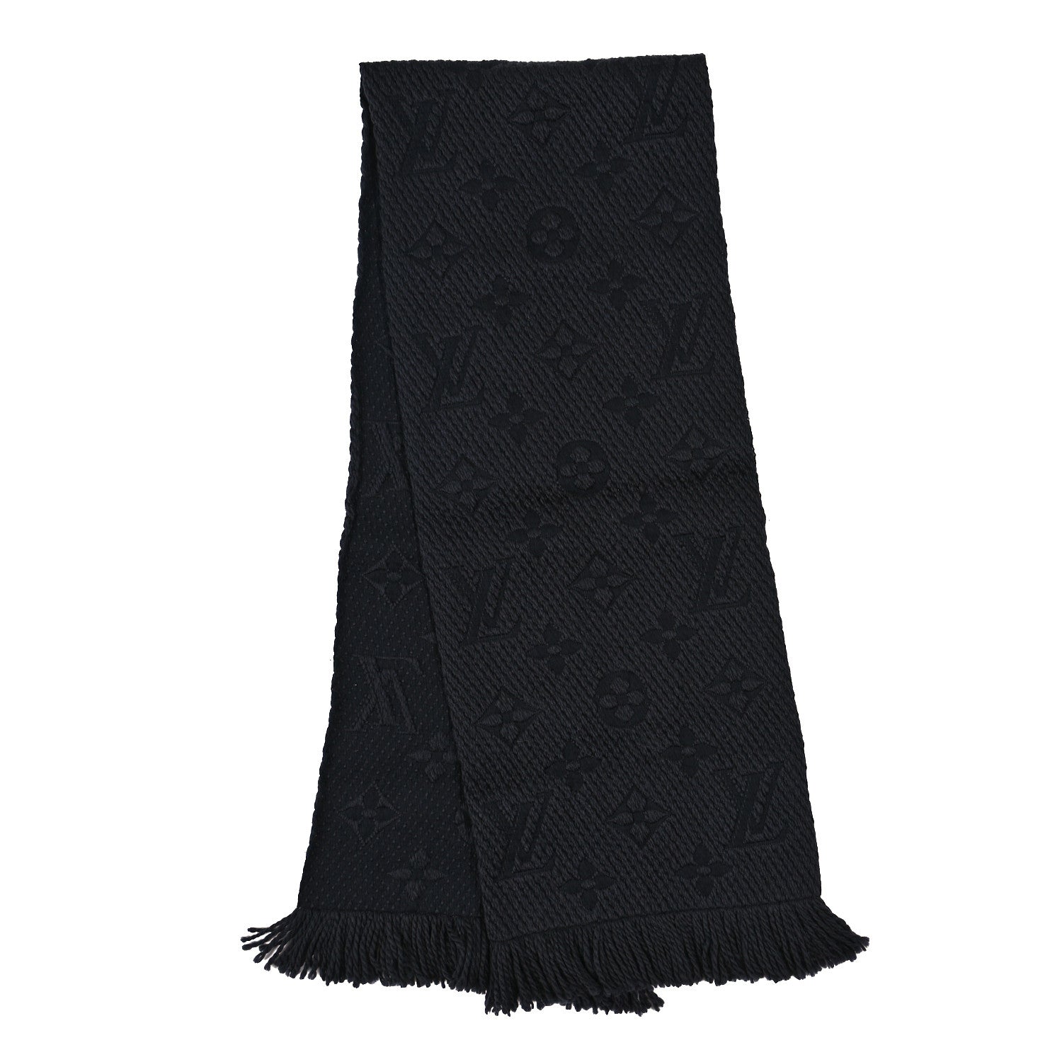 Louis Vuitton Wool Silk Logomania Scarf Charcoal 2 of 3