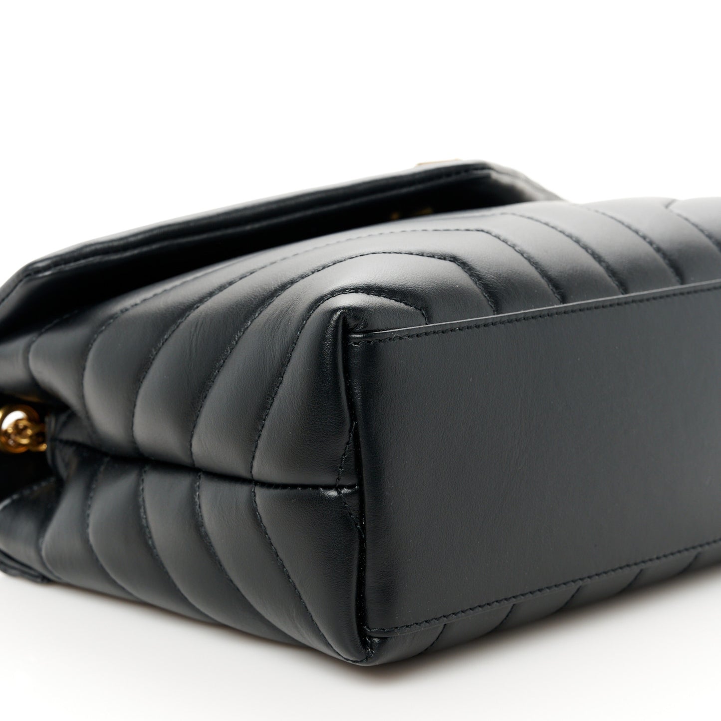 Calfskin Y Quilted Monogram Small Loulou Chain Satchel Black
