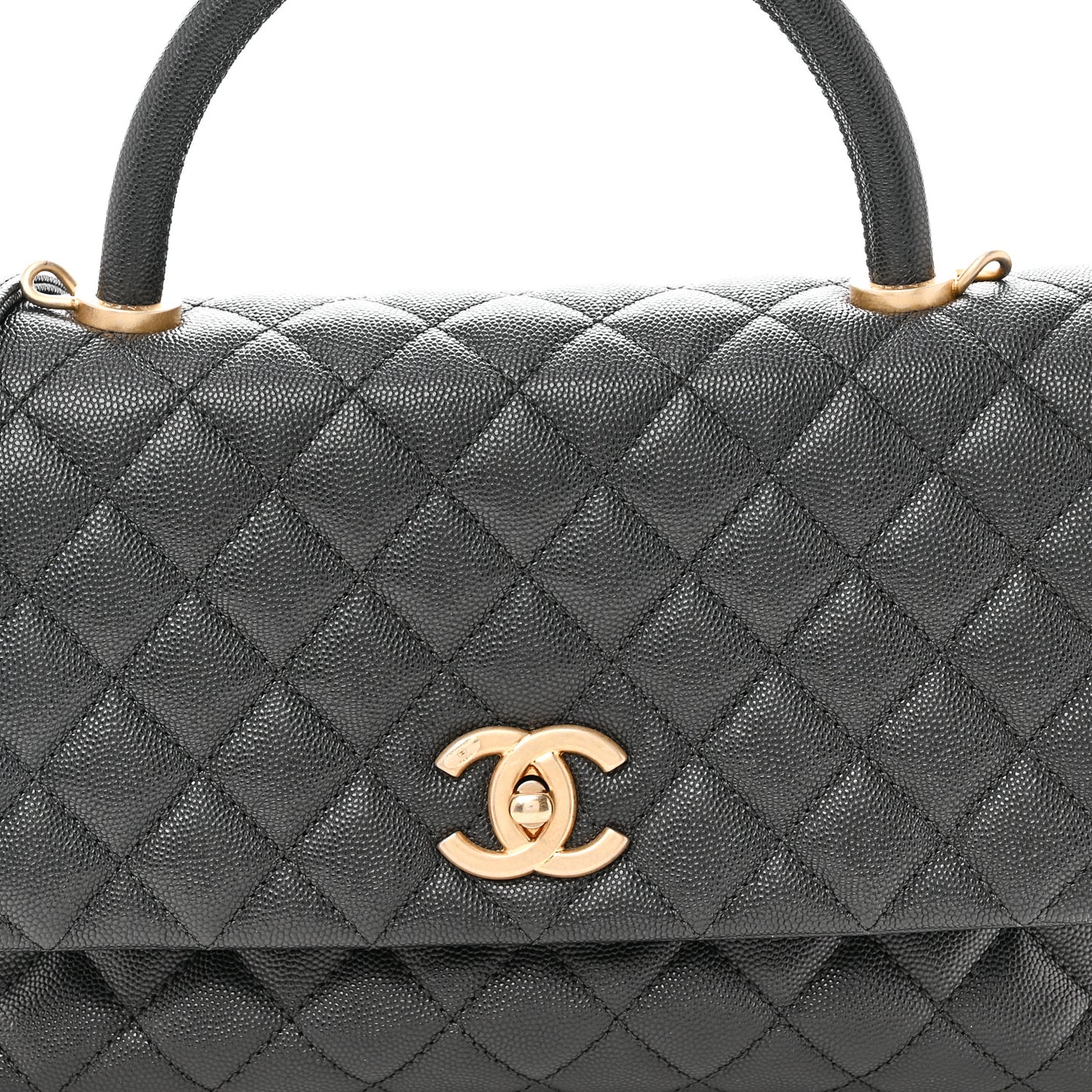 Caviar Quilted Small Coco Handle Flap Black