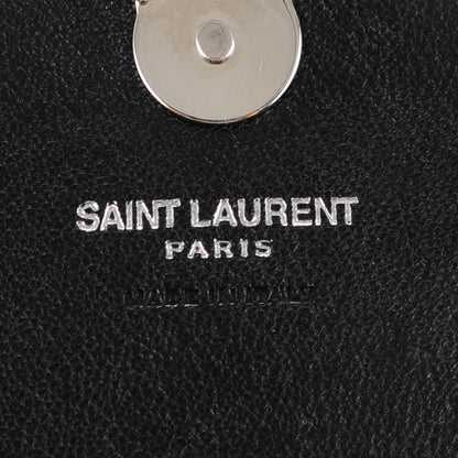 Saint Laurent Sheepskin Matelasse Chevron Monogram College Chain Wallet Black 6 of 7
