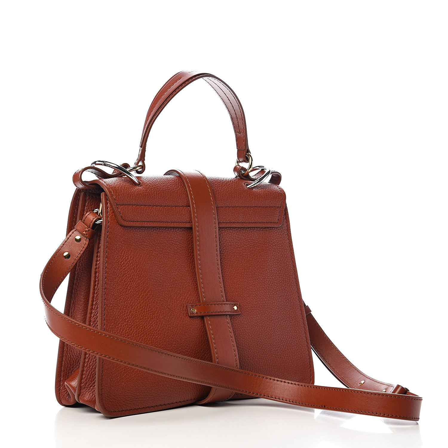 Chloe Shiny Grained Calfskin Medium Aby Day Shoulder Bag Sepia Brown 2 of 8