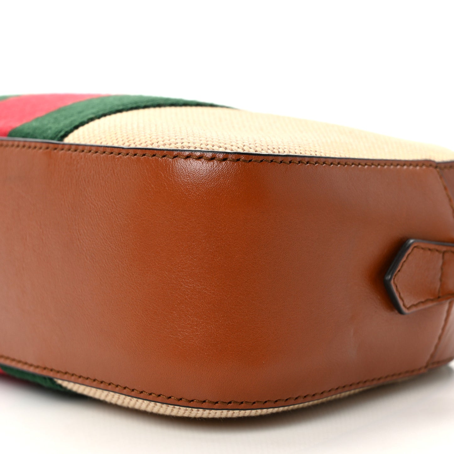 Vintage Canvas Web Shoulder Bag Sand Cuir
