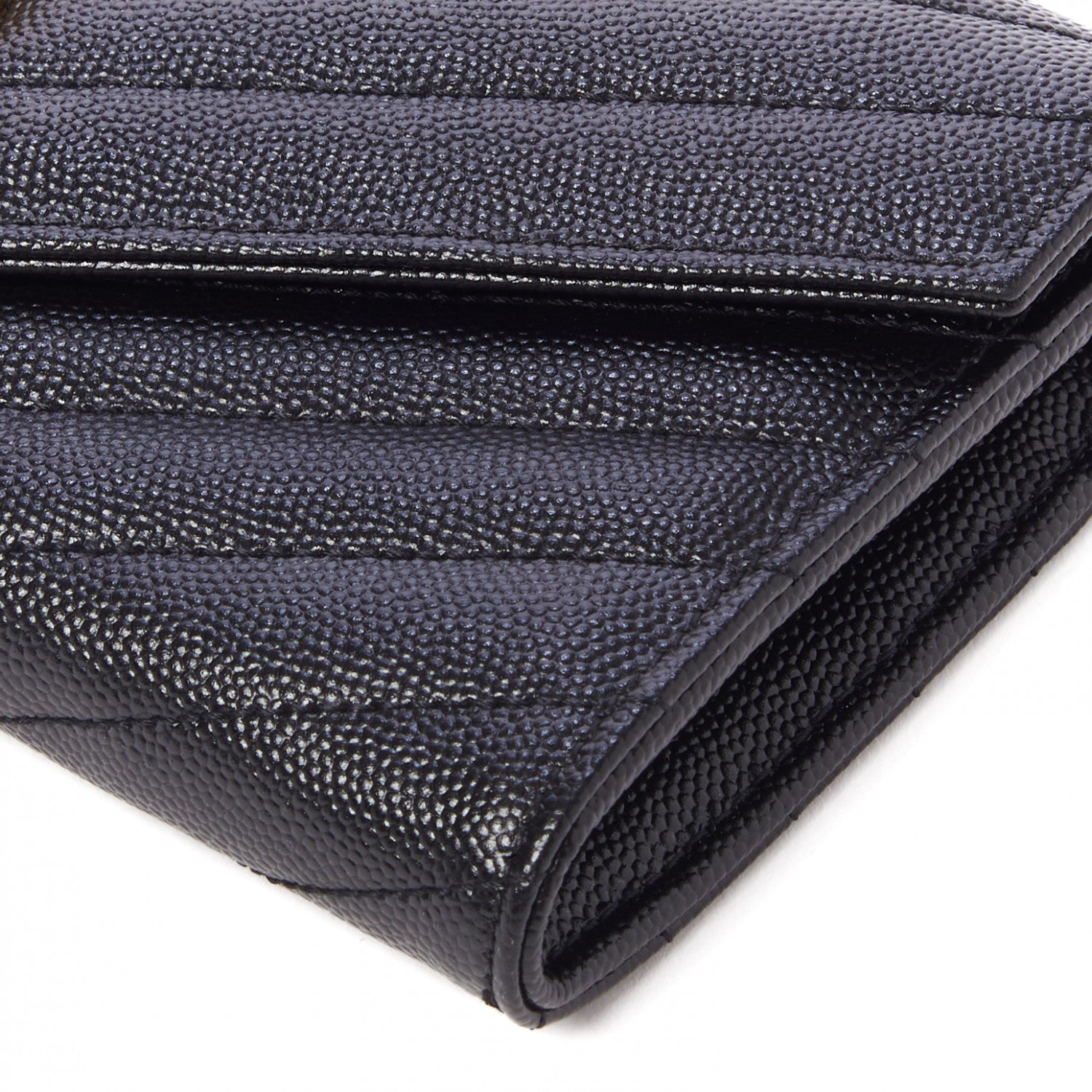 Saint Laurent Grain De Poudre Matelasse Chevron Monogram Flap Wallet Black 4 of 9