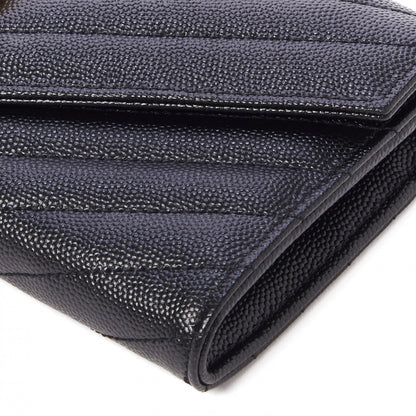 Saint Laurent Grain De Poudre Matelasse Chevron Monogram Flap Wallet Black 4 of 9