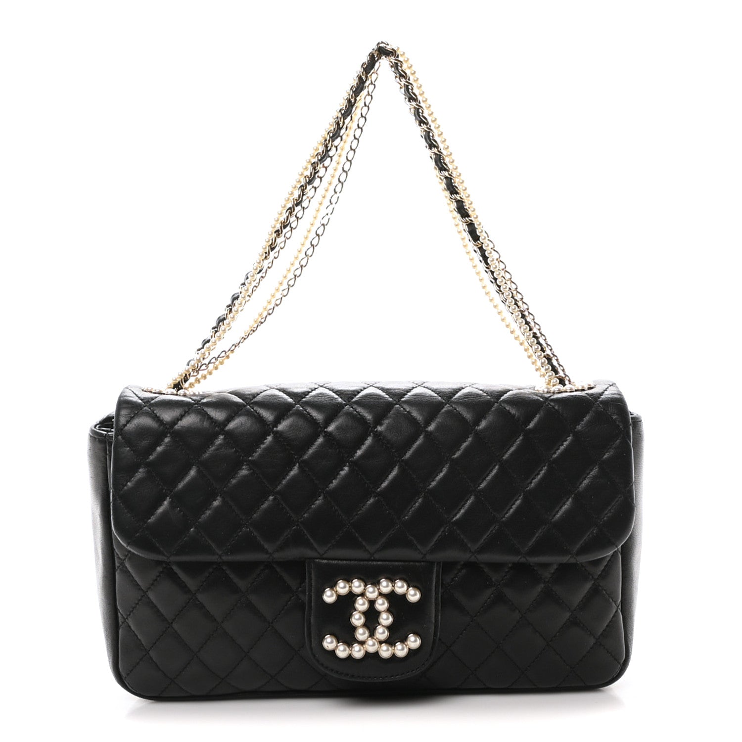 Chanel Lambskin Quilted Medium Westminster Pearl Flap Black 1 of 10