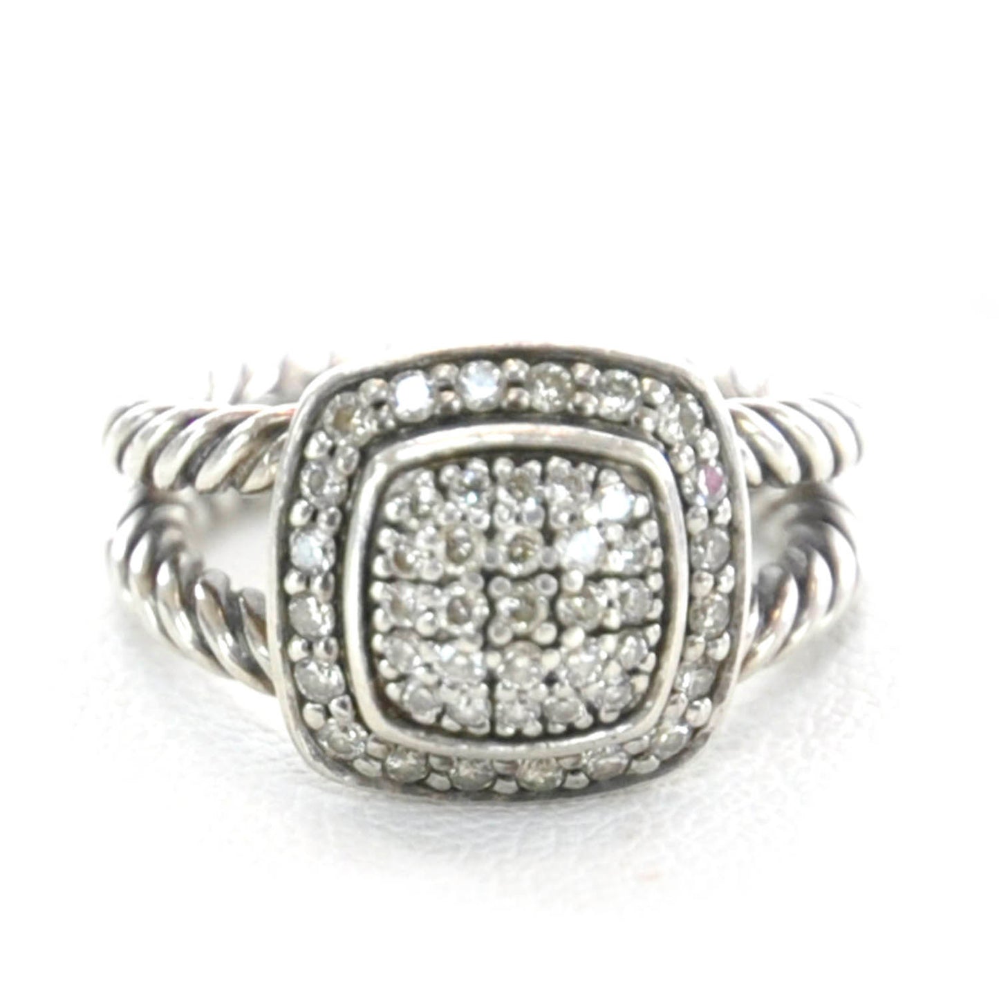 Sterling Silver Diamond 7mm Petite Albion Pave Ring 46 3.75