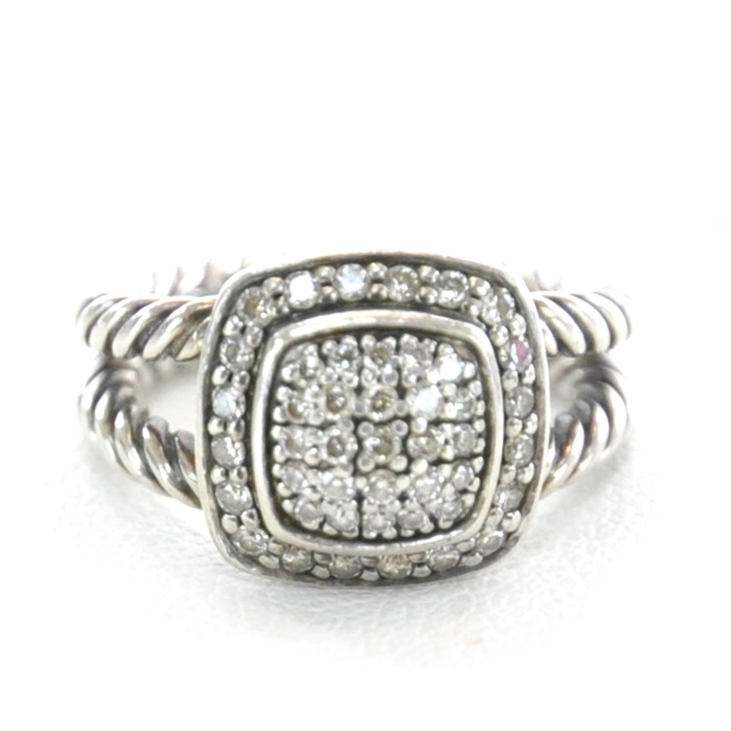 David Yurman Sterling Silver Diamond 7mm Petite Albion Pave Ring 46 3.75 8 of 8