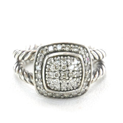 David Yurman Sterling Silver Diamond 7mm Petite Albion Pave Ring 46 3.75 8 of 8