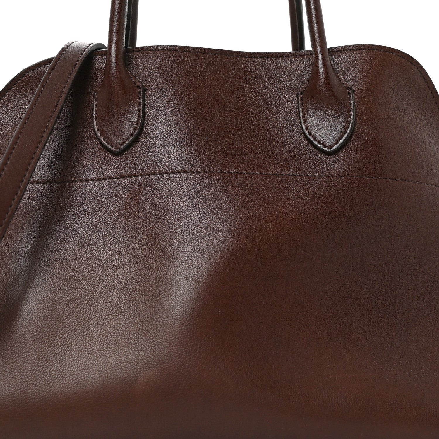 The Row Polished Saddle Calfskin Soft Margaux 12 Dark Brown 7 of 9
