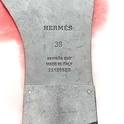 Hermes Woolskin Oran Sandals 38 Rose Du Desert 7 of 8