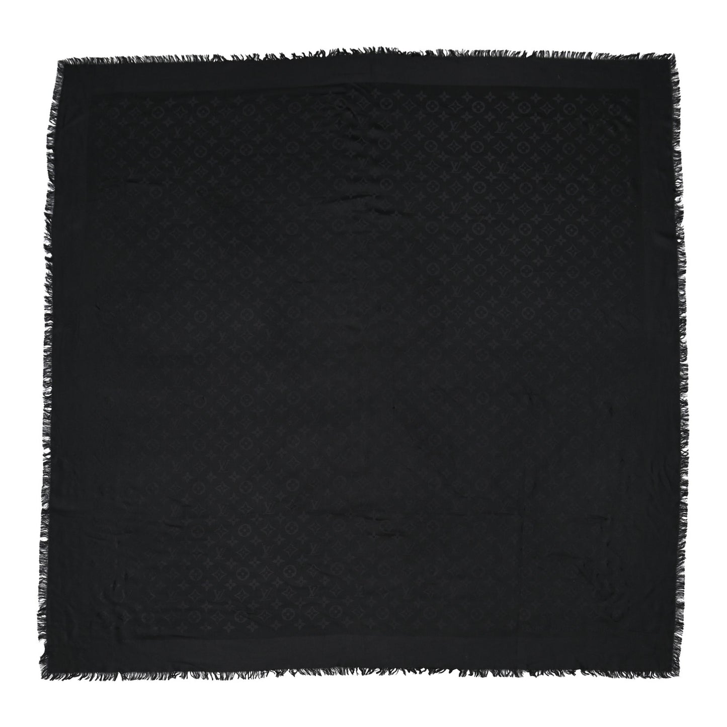 Silk Wool Monogram Shawl Black